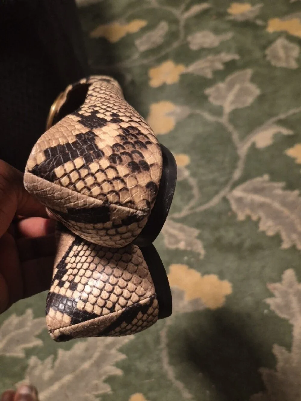 Tory Burch Snake-Print Ballet Flats with Black Patent Toe and Gold Logo